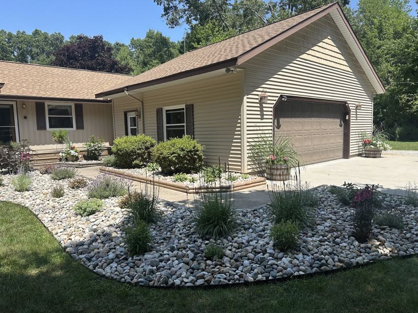 Finished West Michigan landscape bed and lawn by Upright Property Enhancement